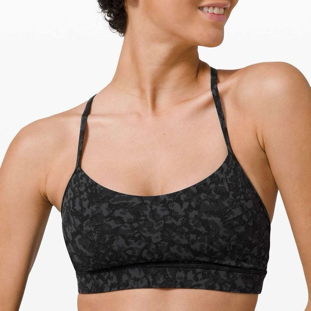 LULULEMON Long Line Racerback Strappy Sports Bra in Charcoal/Black Camo